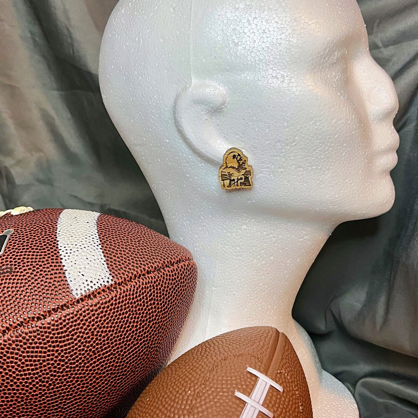 Football Lion Mascot Stud Earrings - Glowforge