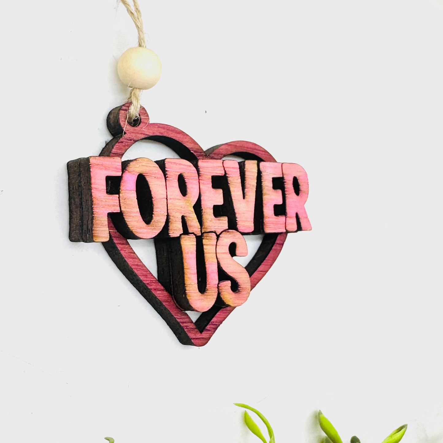 Forever Us Heart Layered Car Charm - Glowforge