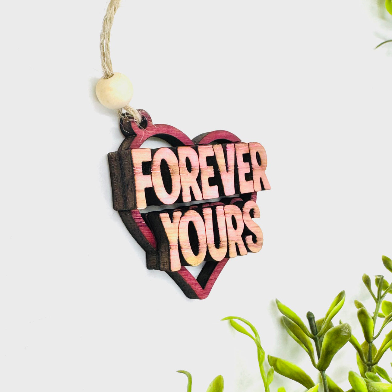 Forever Yours Heart Layered Car Charm - Glowforge