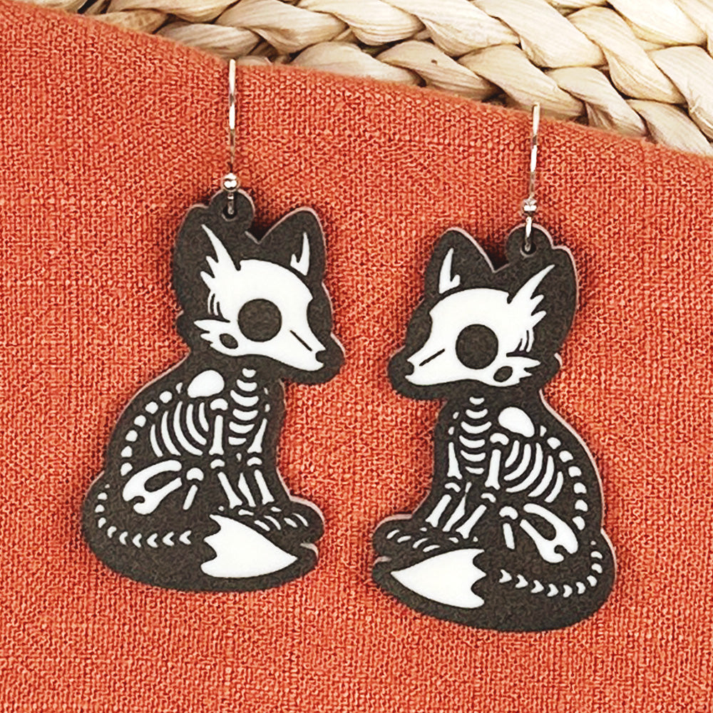 Fox Skeleton Halloween Earrings – Glowforge Shop