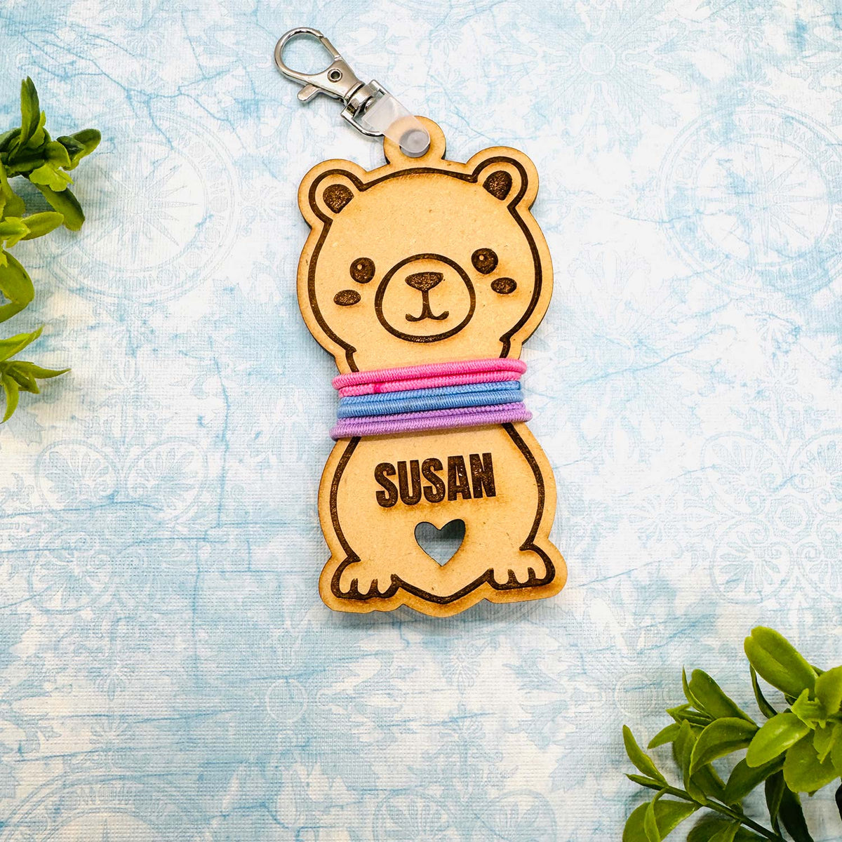 Friendly Capybara Hair Tie Holder Keychain with Editable Text - Glowforge