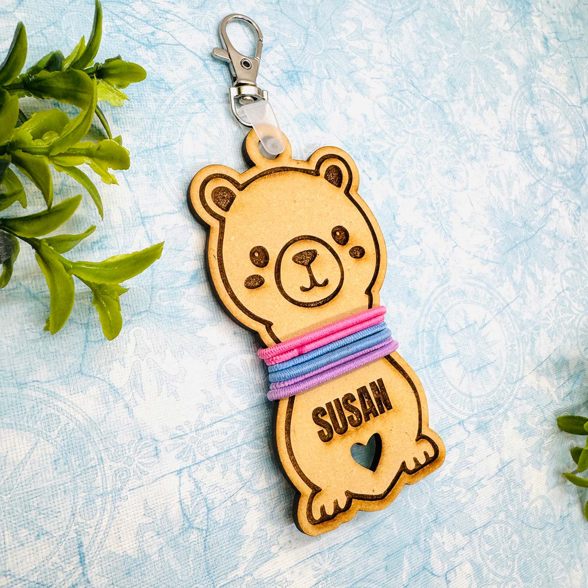 Friendly Capybara Hair Tie Holder Keychain with Editable Text - Glowforge