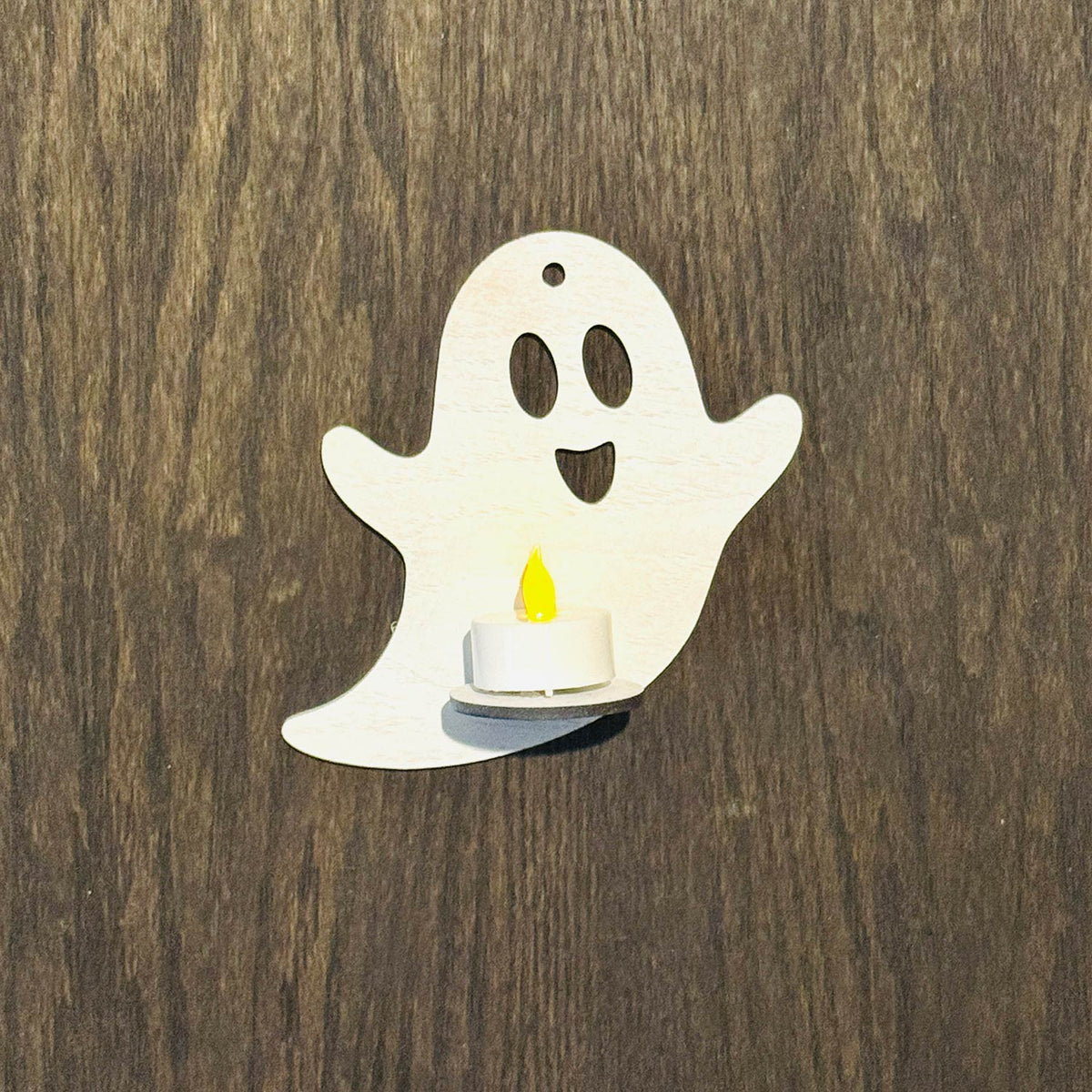 Friendly Ghost LED Tea Light Candle Holder - Halloween Wall Decor - Glowforge