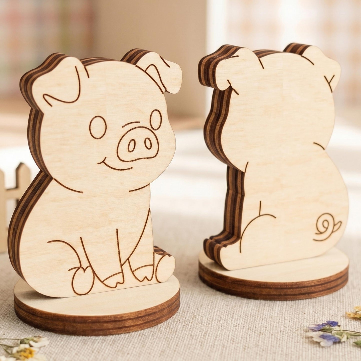 Funny Pig Toy - Farm Animal Figure for Play and Painting - Glowforge