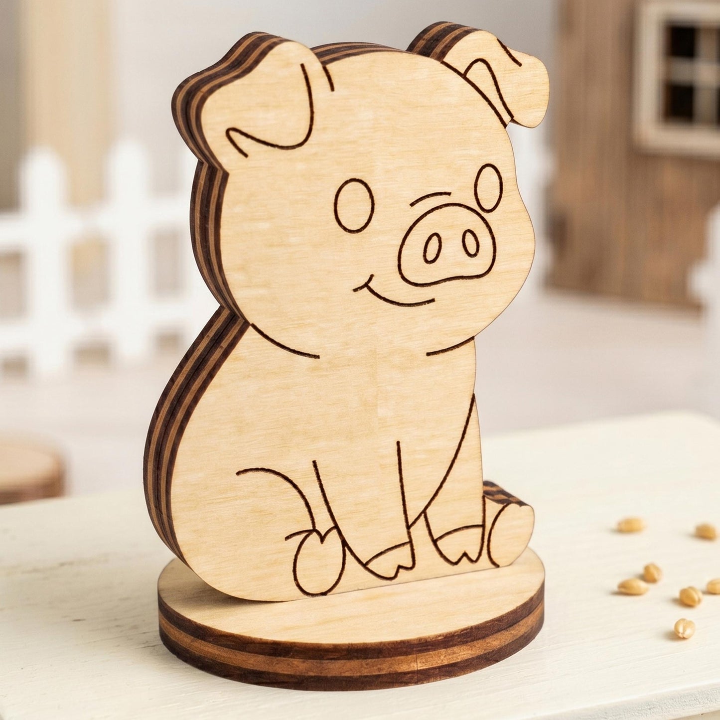 Funny Pig Toy - Farm Animal Figure for Play and Painting - Glowforge