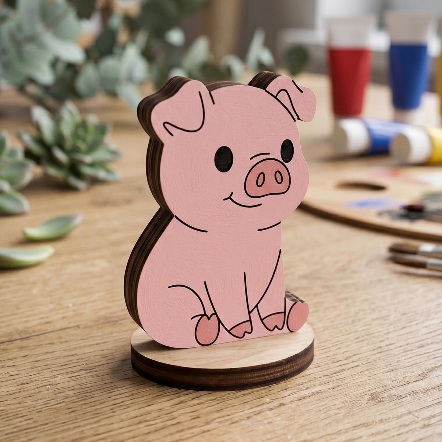Funny Pig Toy - Farm Animal Figure for Play and Painting - Glowforge