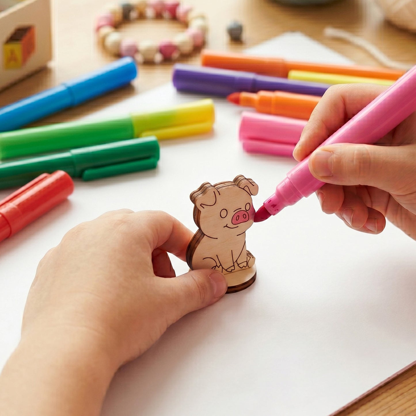 Funny Pig Toy - Farm Animal Figure for Play and Painting - Glowforge