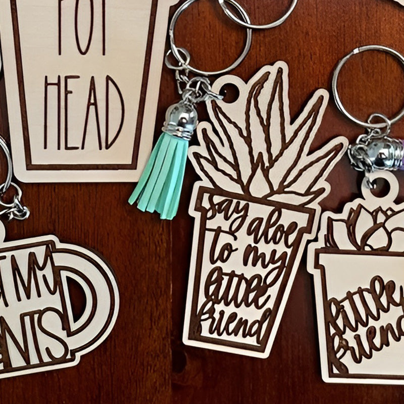 Funny Plant Lovers Keychain #5 - Say Aloe To My Little Friend - Glowforge