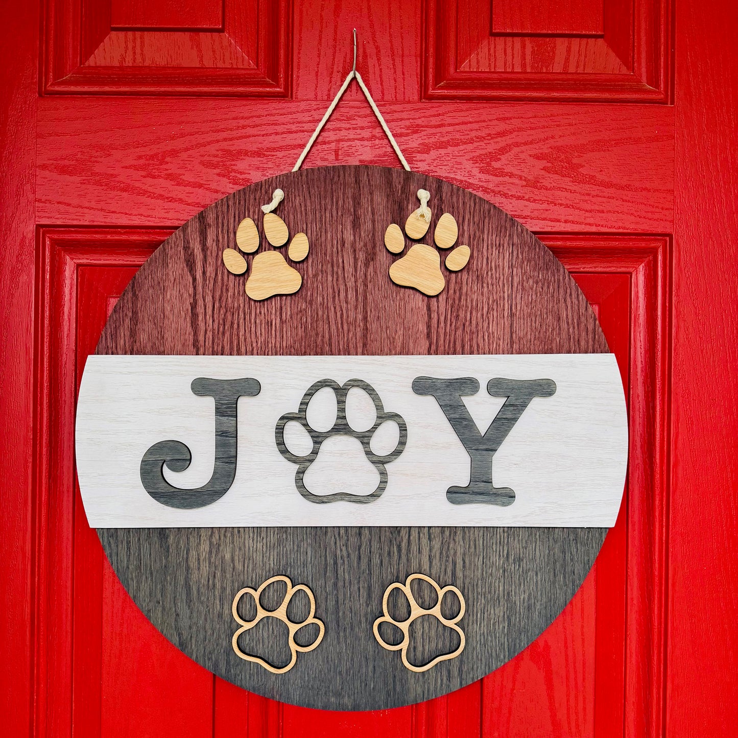 Furry & Festive 19" JOY Round Door Sign - Glowforge