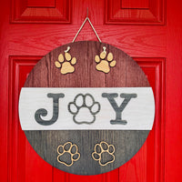 Furry & Festive 19" JOY Round Door Sign - Glowforge