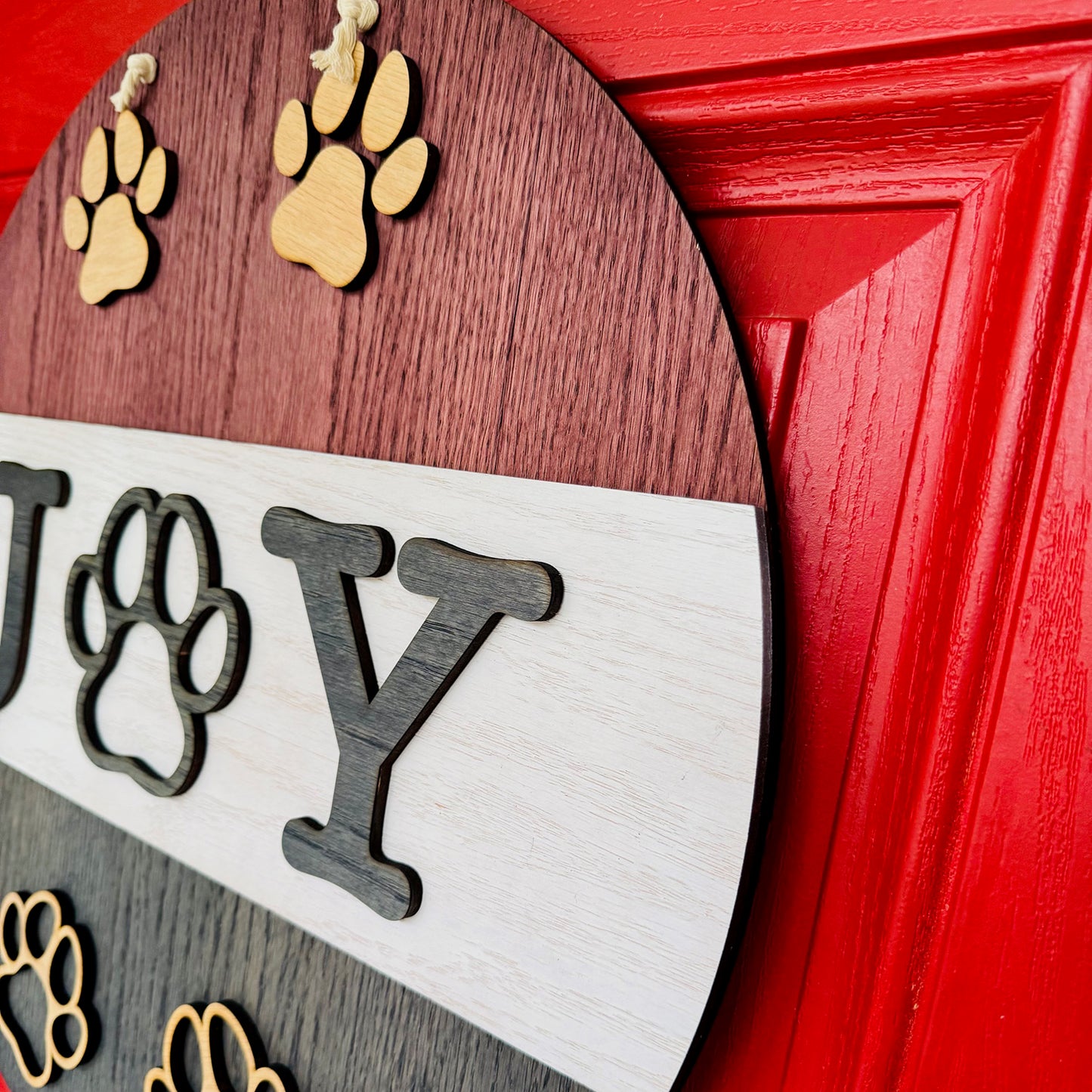 Furry & Festive 19" JOY Round Door Sign - Glowforge