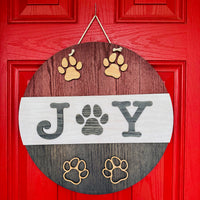 Furry & Festive 19" JOY Round Door Sign - Glowforge