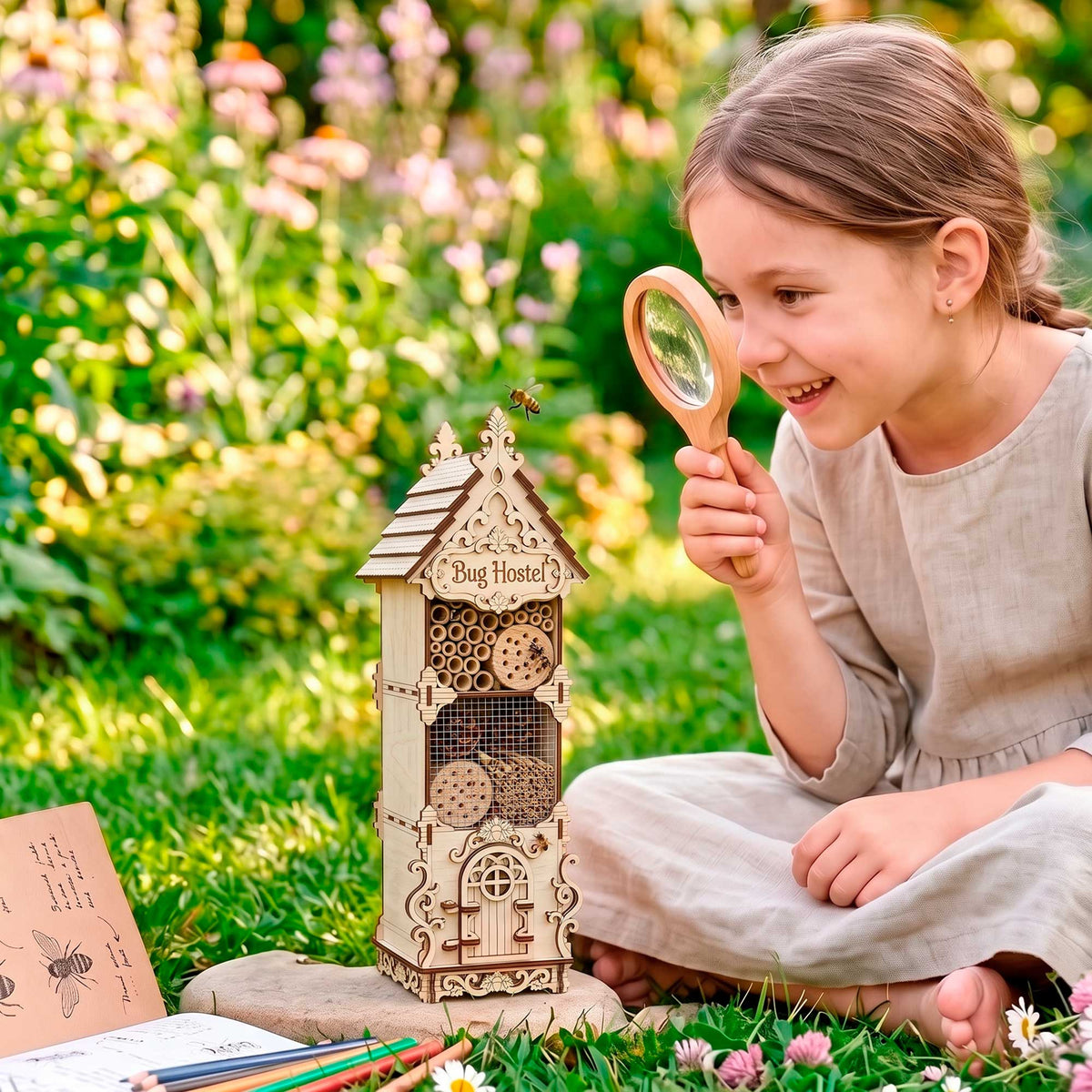 Garden Bug Hostel - Pollinator Insect Fairy House - Glowforge