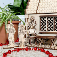 Garden Cottage with Greenhouse - Miniature with Opening Roof and Character Figures - Glowforge
