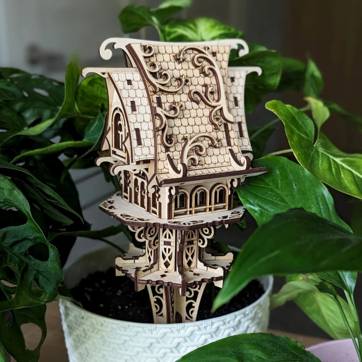 Garden Elf House With Optional Stake For Flower Pot – Glowforge Shop