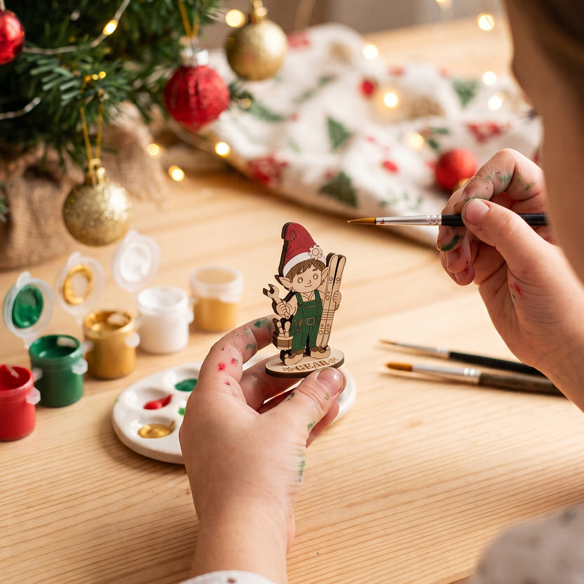 Gear Sleigh Mechanic - Santa Workshop Figure for Kids’ Play & Crafts  - Glowforge