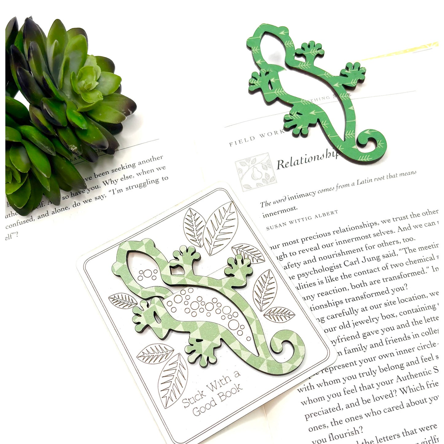Gecko Shaped Bookmark with Card Backer - Paperclip - Snack Bag Closure - Glowforge