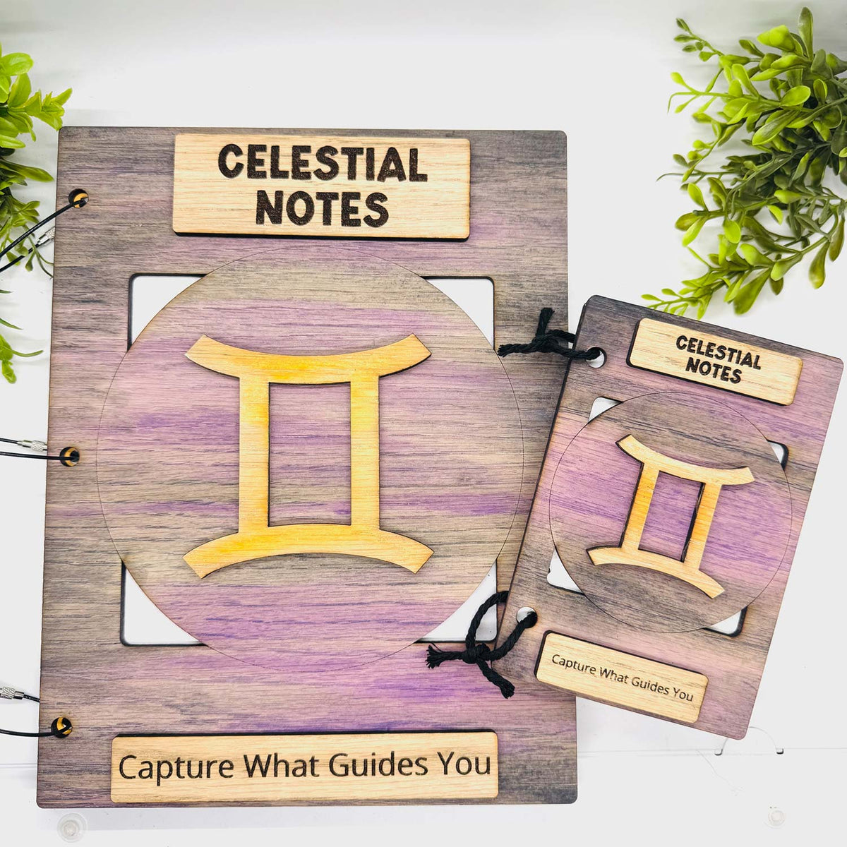 Gemini Celestial Notes Notebook Cover - Editable Text (Set of 2) - Glowforge