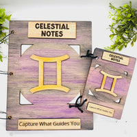 Gemini Celestial Notes Notebook Cover - Editable Text (Set of 2) - Glowforge