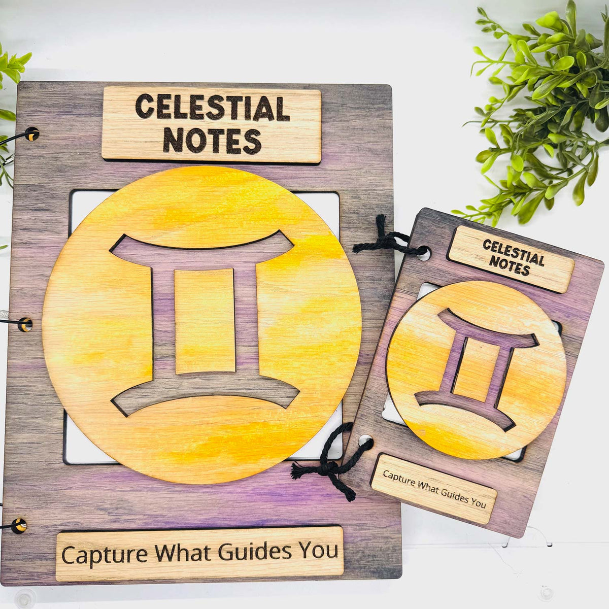 Gemini Celestial Notes Notebook Cover - Editable Text (Set of 2) - Glowforge