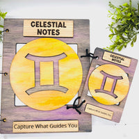 Gemini Celestial Notes Notebook Cover - Editable Text (Set of 2) - Glowforge