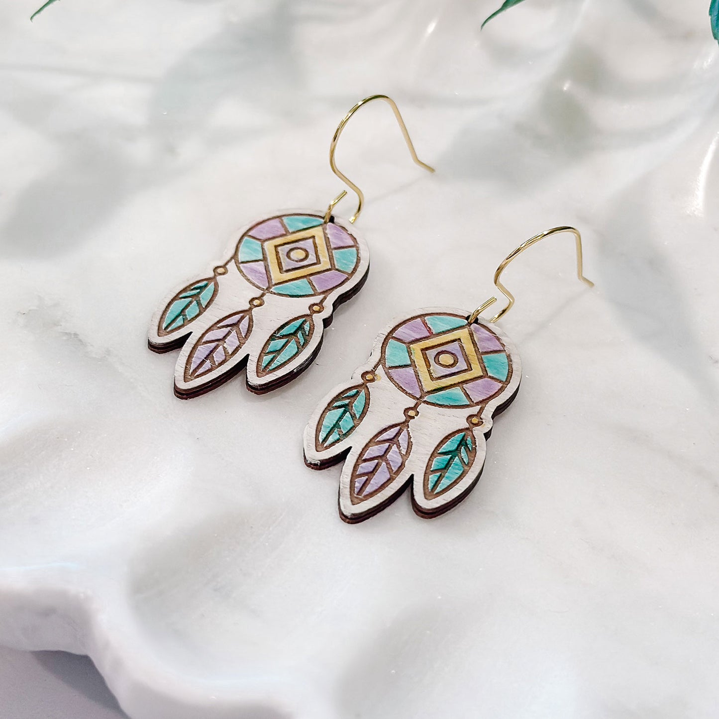 Geometric Dreamcatcher Earrings - Glowforge
