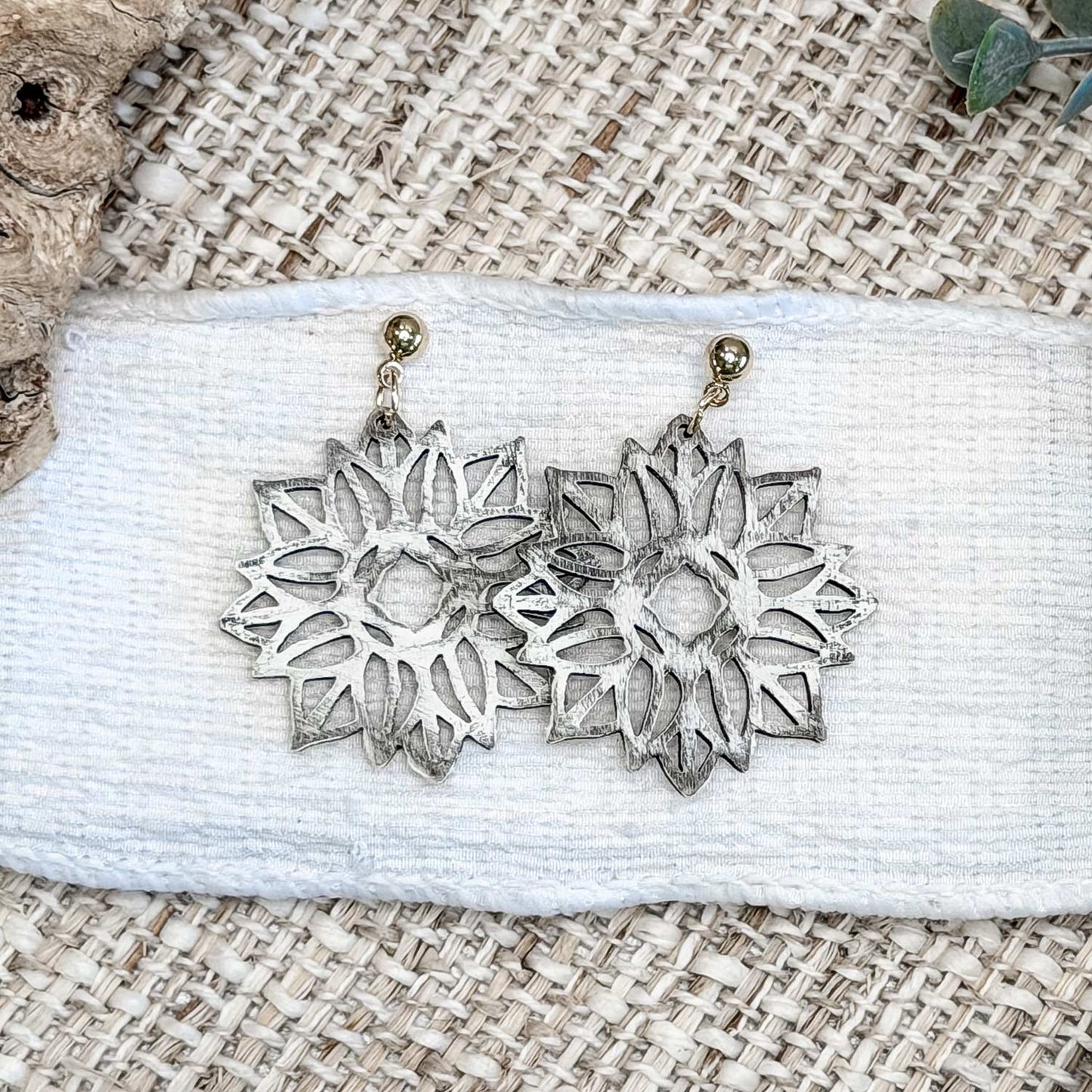 Geometric Floral Dangle Earrings - Glowforge