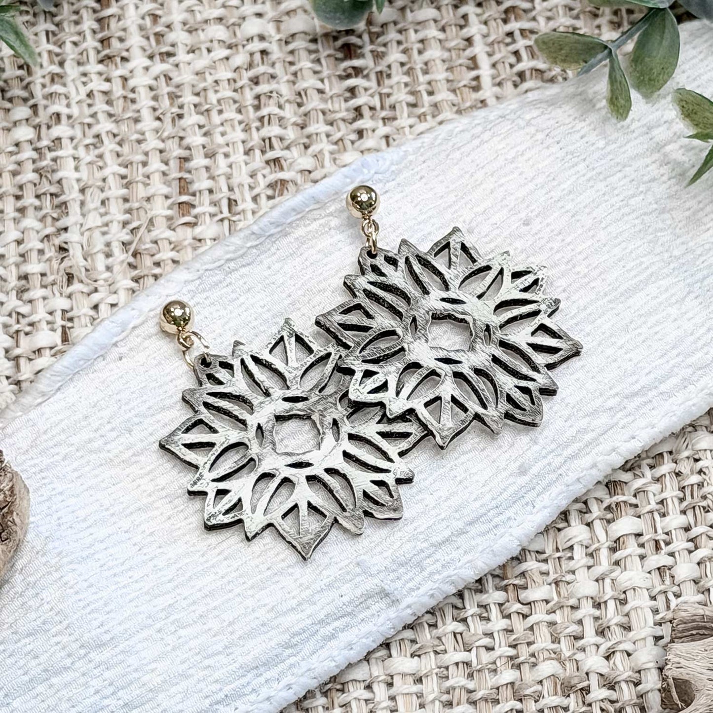 Geometric Floral Dangle Earrings - Glowforge