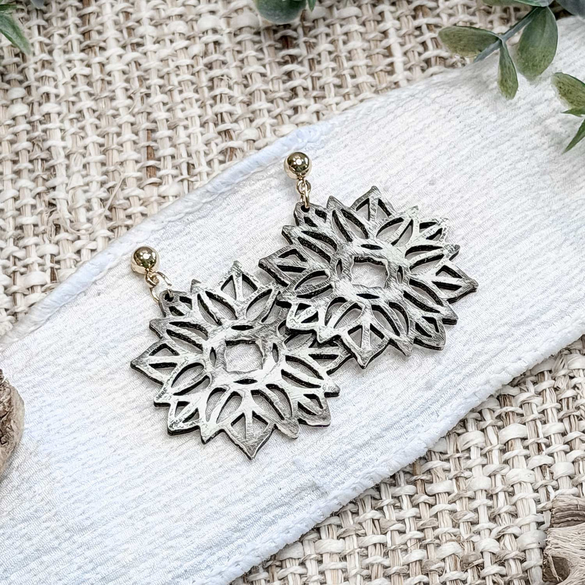 Geometric Floral Dangle Earrings - Glowforge