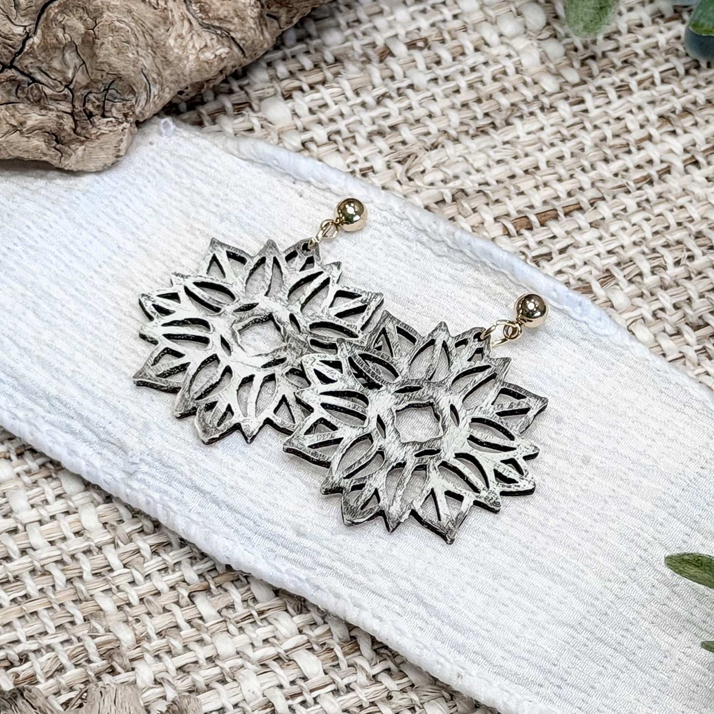 Geometric Floral Dangle Earrings - Glowforge