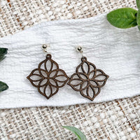 Geometric Floral Drop Earrings with Openwork Design - Glowforge