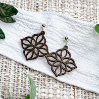 Geometric Floral Drop Earrings with Openwork Design - Glowforge