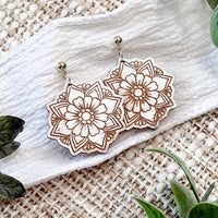 Geometric Floral Earrings with Engraved Details - Glowforge