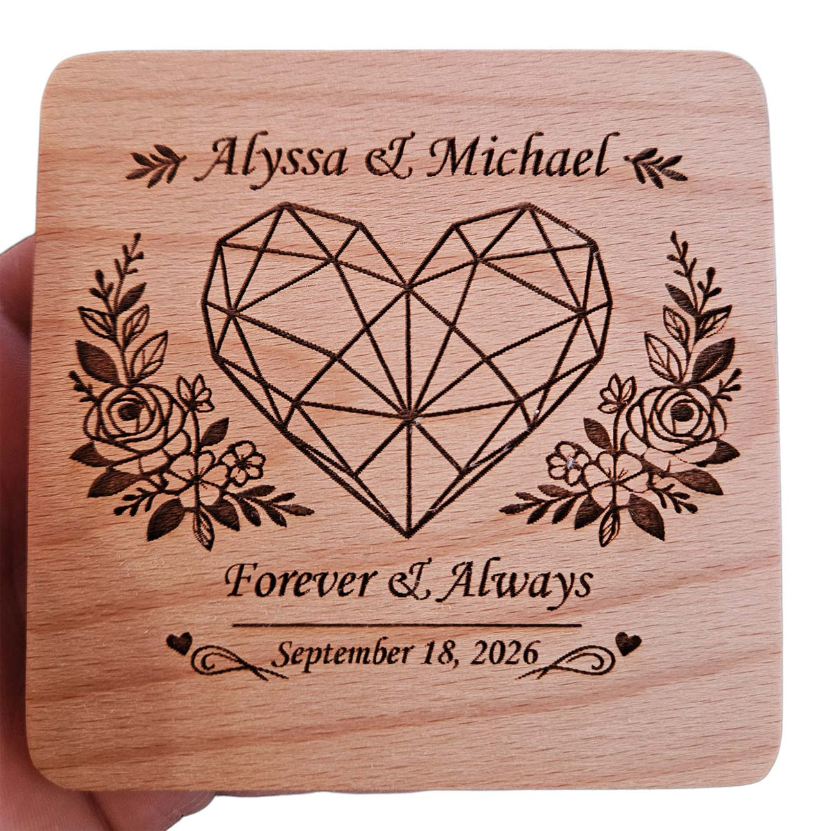 Geometric Heart Wedding Coaster Design- Glowforge