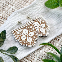Geometric Moroccan Tile Earrings with Floral Inlay Detail - Glowforge