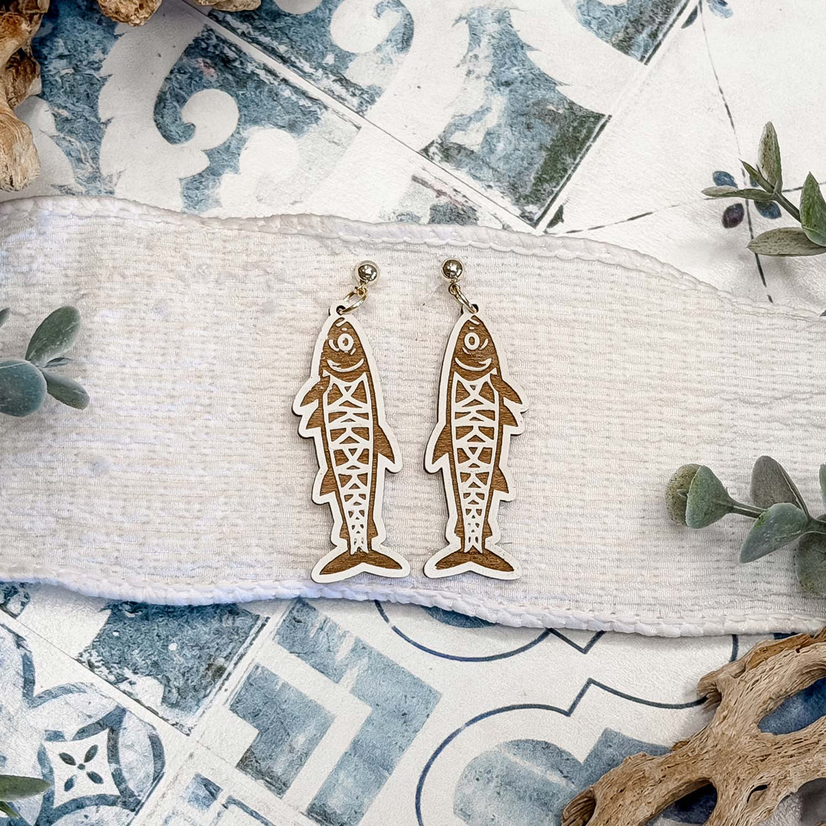 Geometric Sardine Dangle Earrings - Glowforge