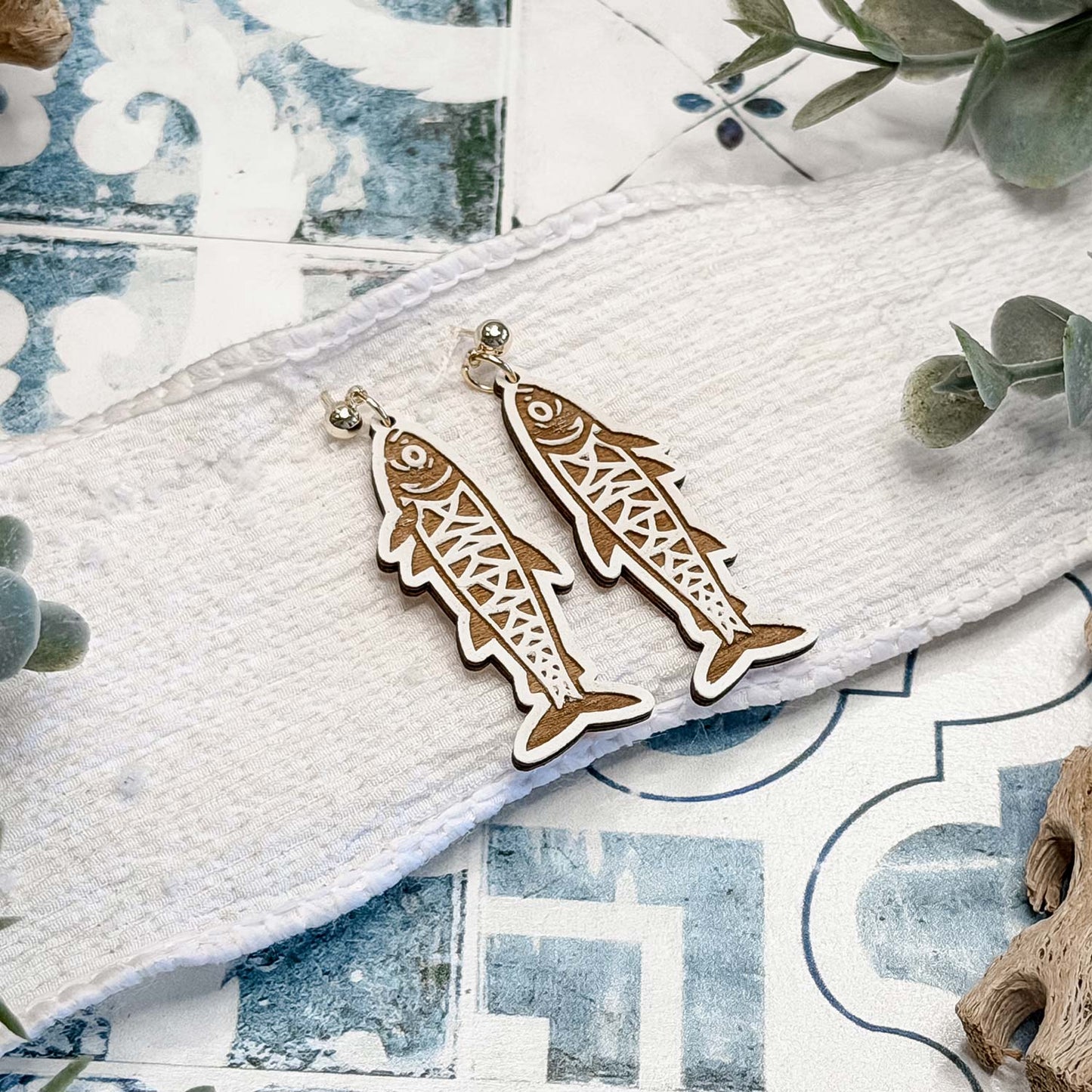 Geometric Sardine Dangle Earrings - Glowforge