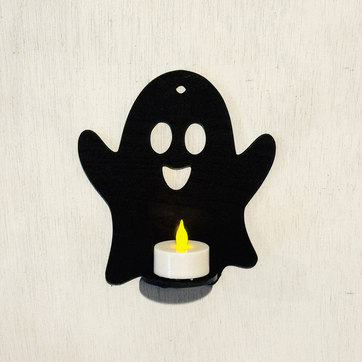 Giggly Ghost LED Tea Light Candle Holder - Halloween Wall Decor - Glowforge