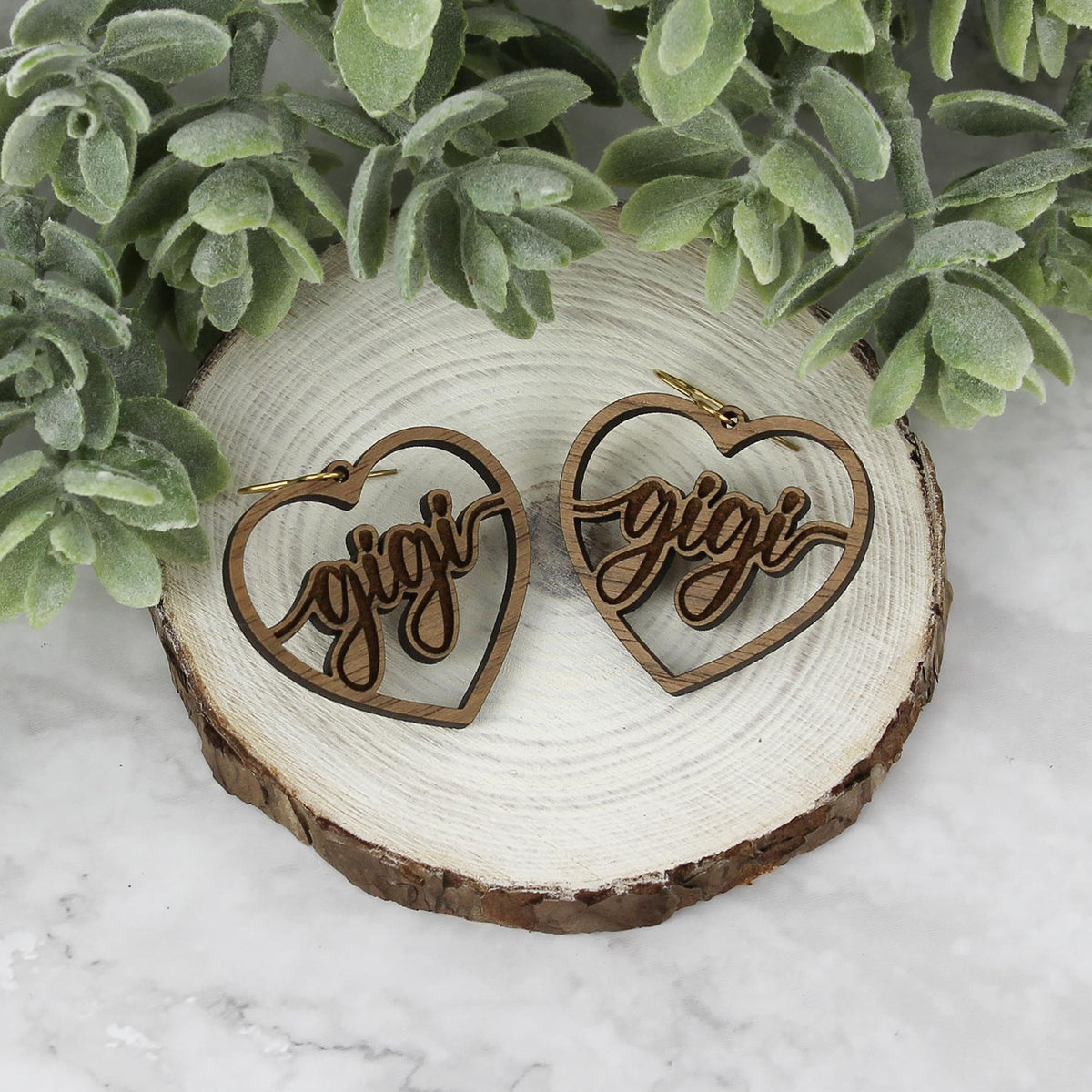 Gigi Heart Earrings - Mother's Day Earrings - Glowforge