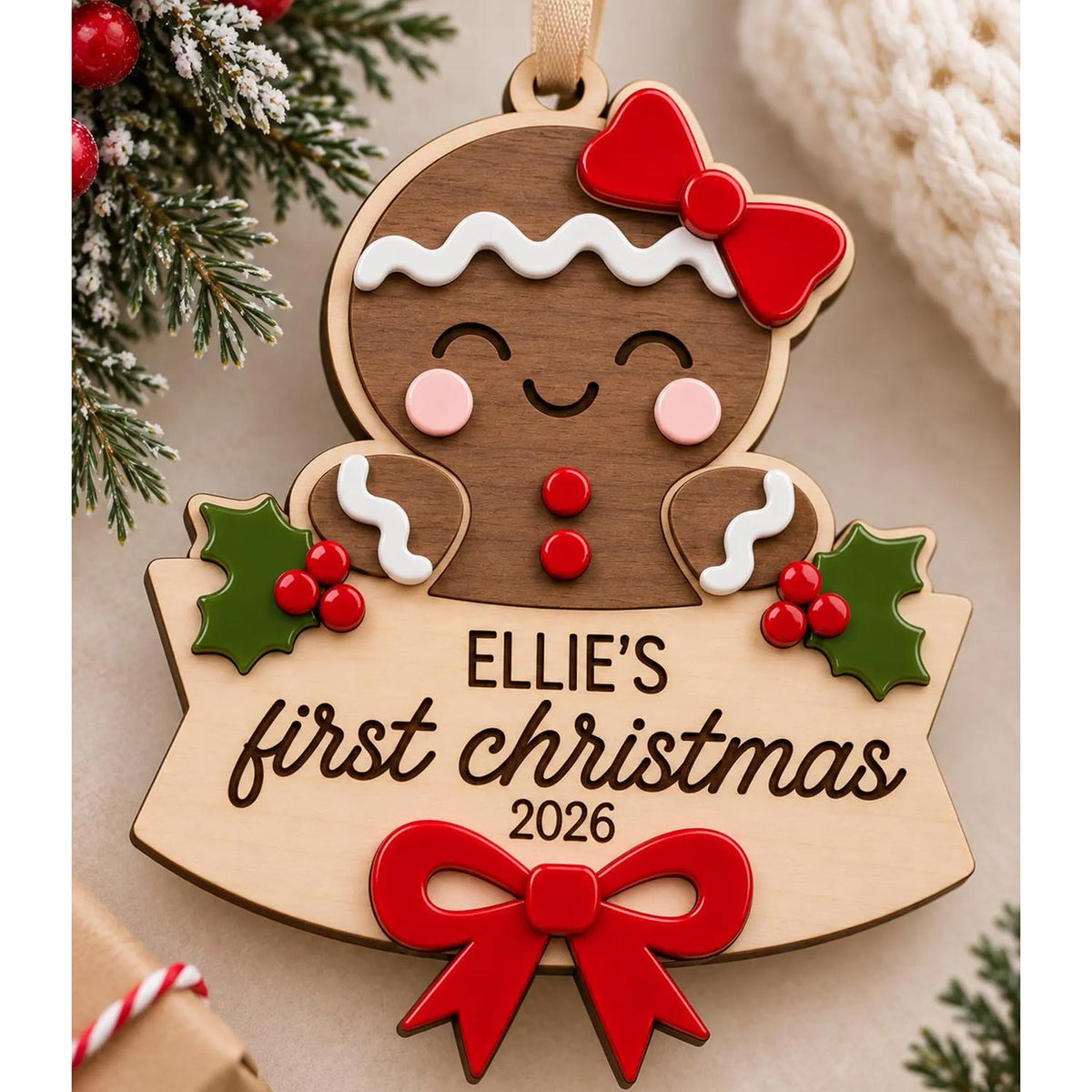 Gingerbread First Christmas Ornament - Glowforge