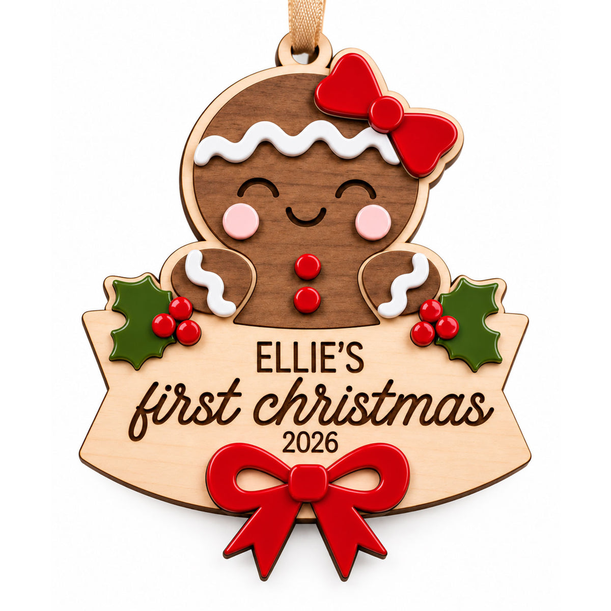 Gingerbread First Christmas Ornament - Glowforge