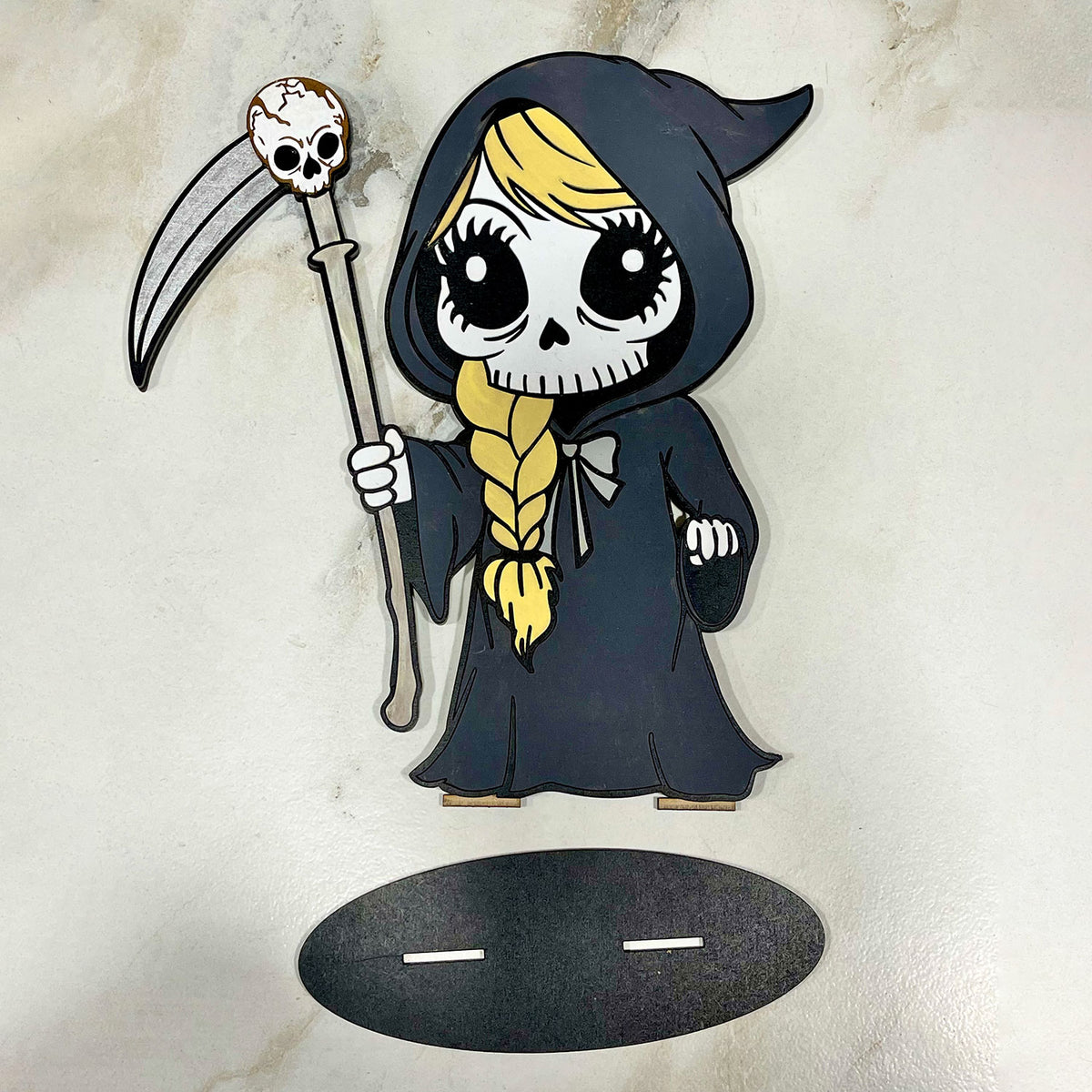 Girl Grim Reaper Halloween Stand - Glowforge