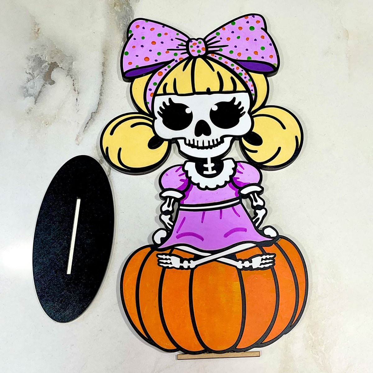 Girl Skeleton Halloween Stand - Glowforge