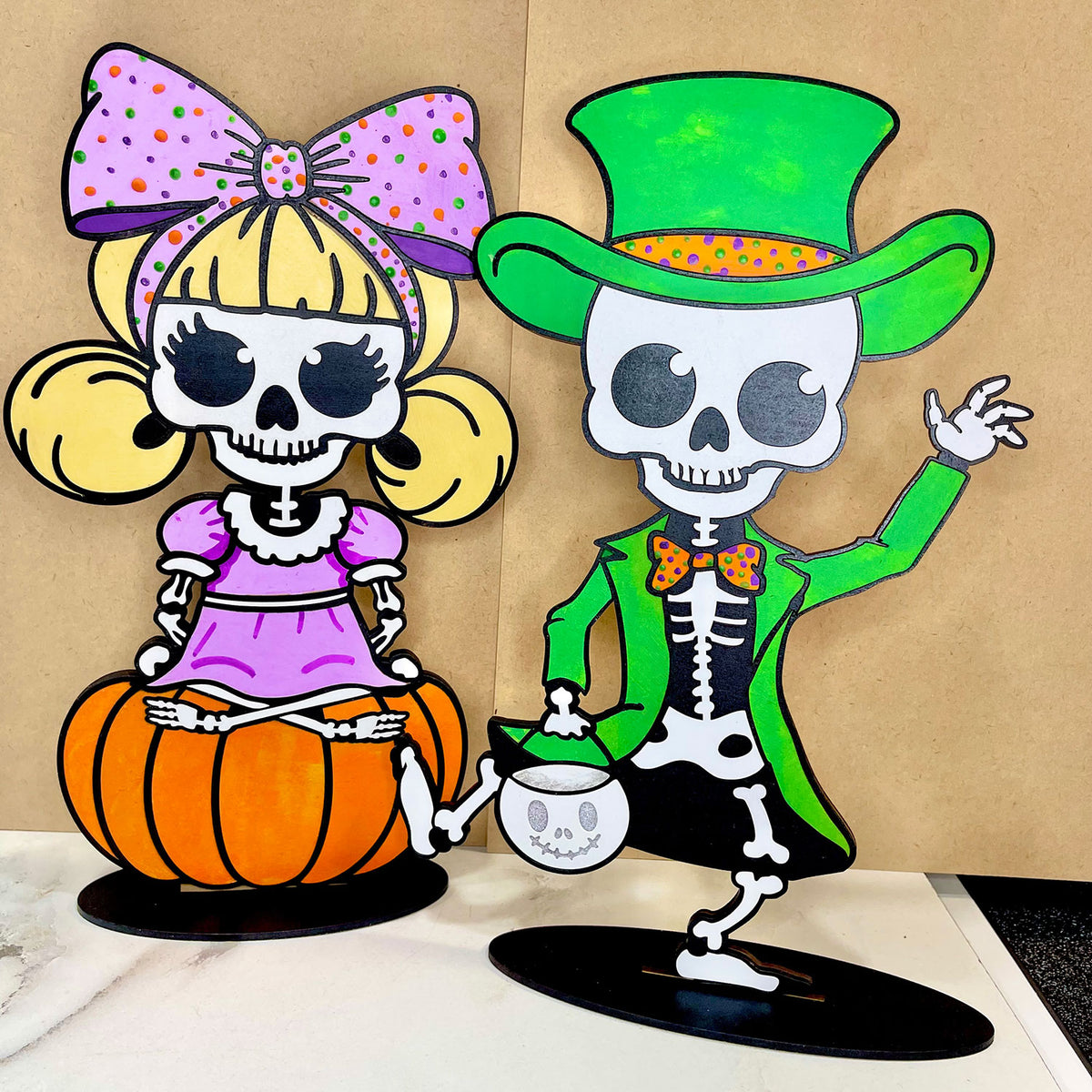 Girl Skeleton Halloween Stand - Glowforge