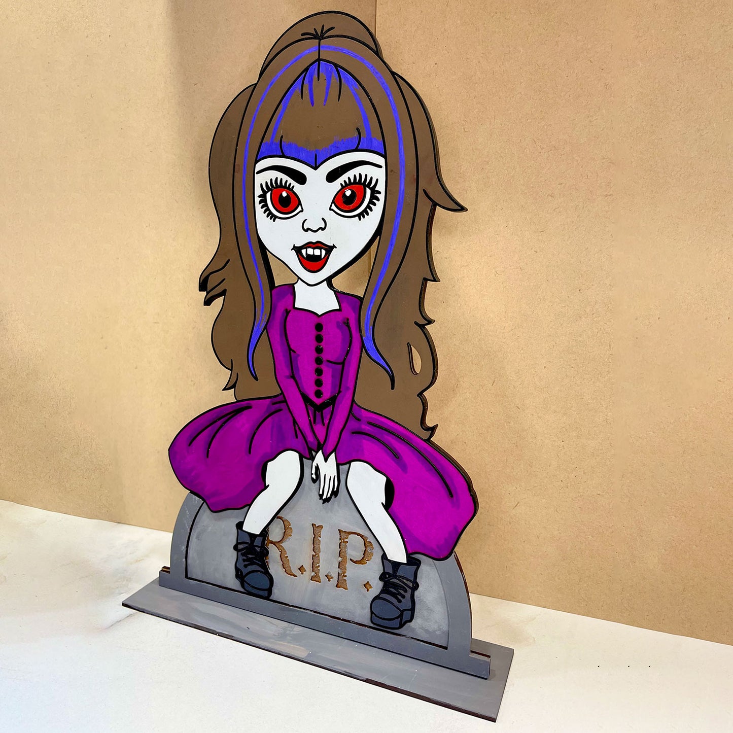 Girl Vampire Halloween Stand - Glowforge