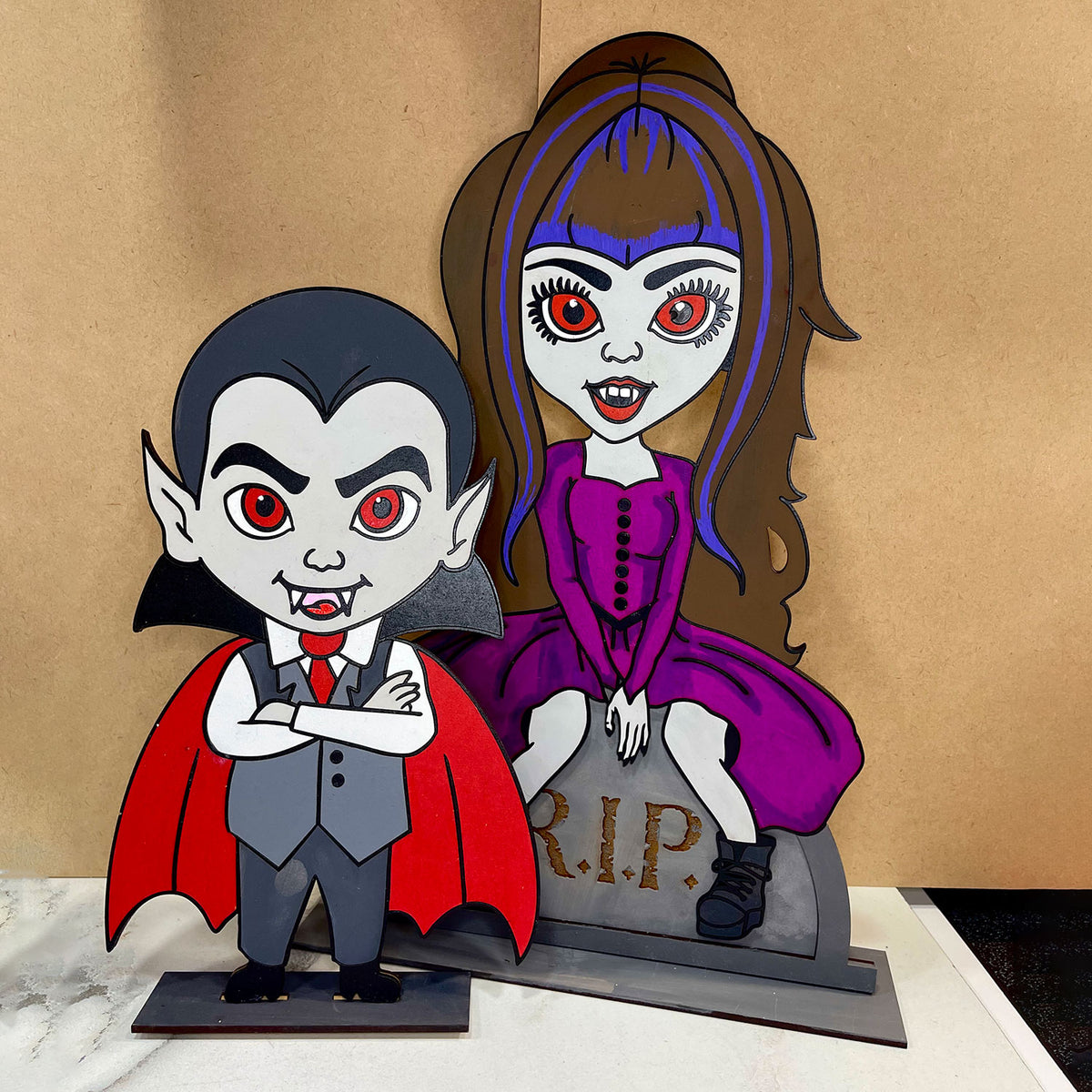 Girl Vampire Halloween Stand - Glowforge