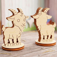 Goat Dollhouse Farm Animal Toy - Wooden Figure for Play & Painting - Glowforge