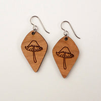 Goblin Core Inkcap Mushroom Drop Earrings - Glowforge