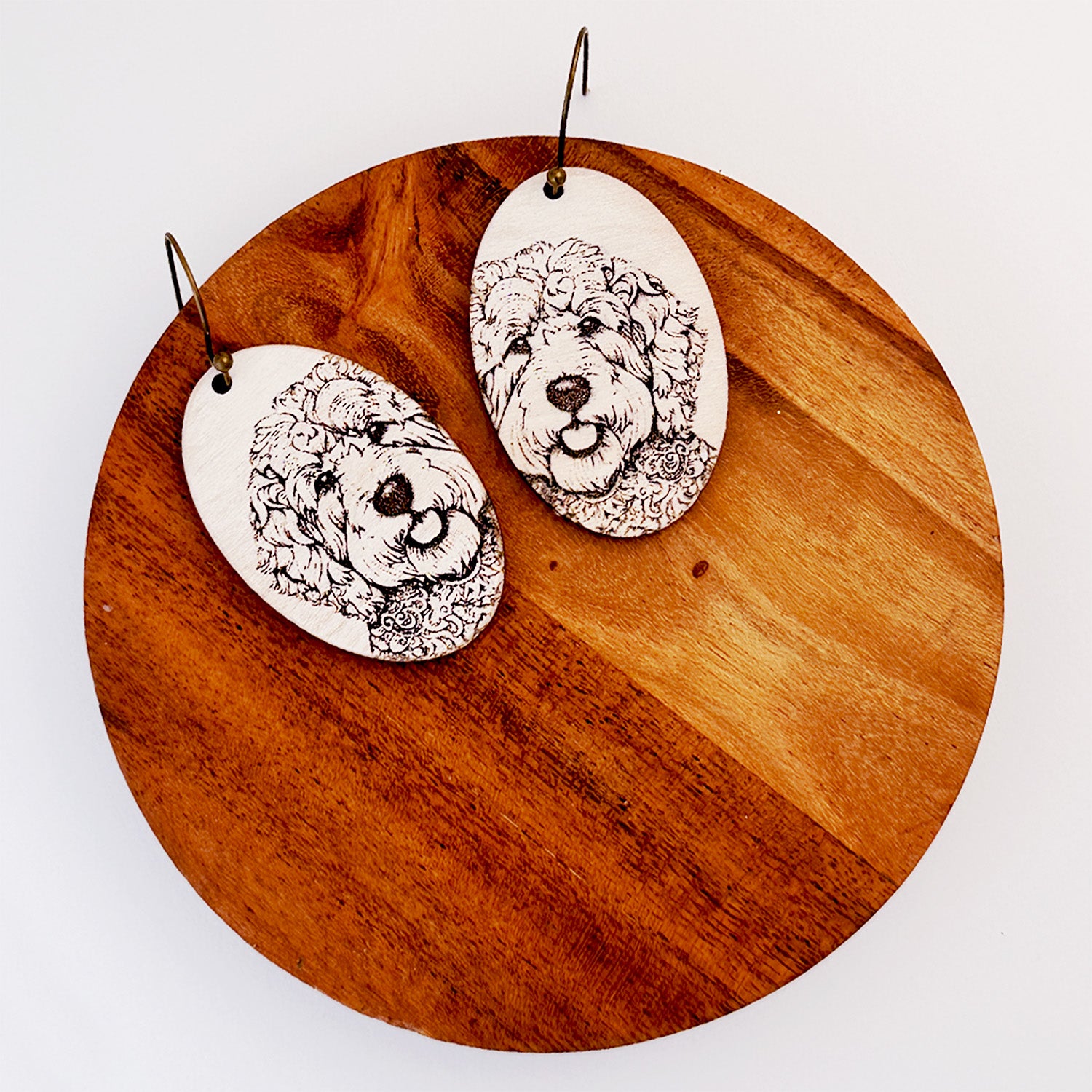 Golden Doodle Dog Dangle Earrings – Glowforge Shop