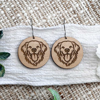 Golden Retriever Engraved Disc Earrings - Glowforge